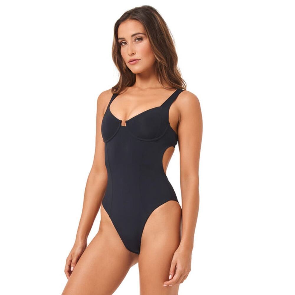 L*Space Women's Black Kendal One Piece Size L NWT